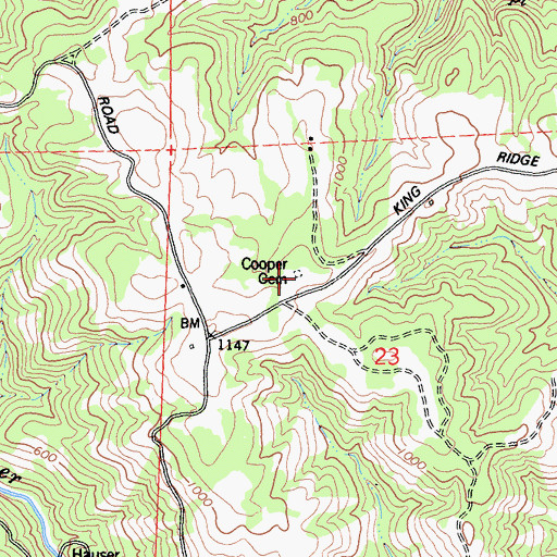 Topographic Map of Cooper Cemetery, CA