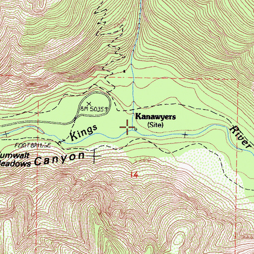 Topographic Map of Copper Creek, CA