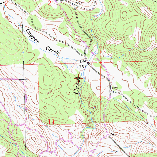 Topographic Map of Copper Creek, CA