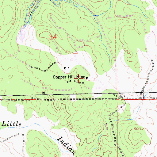 Topographic Map of Copper Hill Mine, CA