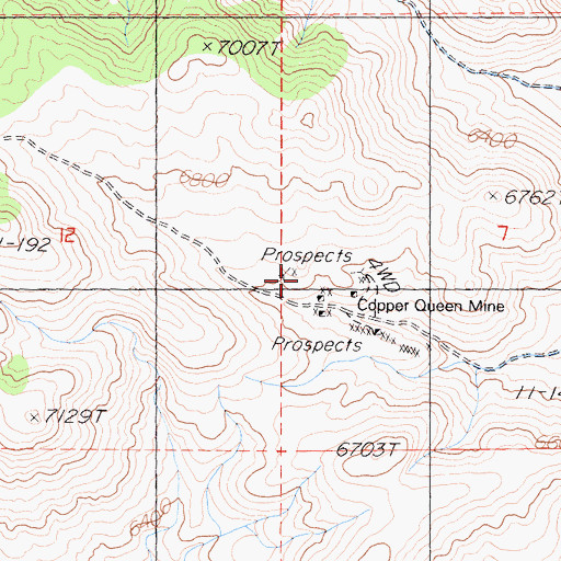 Topographic Map of Copper Queen Mine, CA