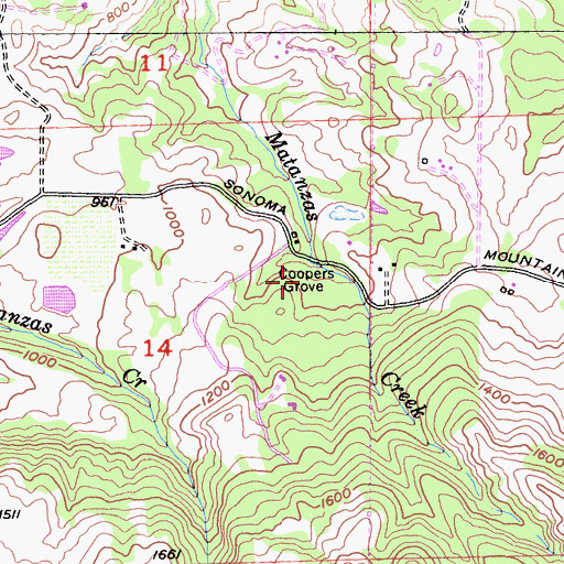 Topographic Map of Coppers Grove, CA