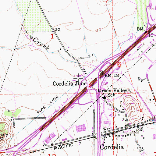 Topographic Map of Cordelia Junction, CA