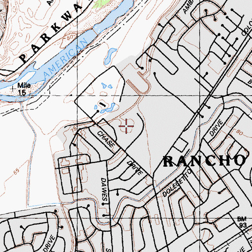 Topographic Map of Cordova High School, CA