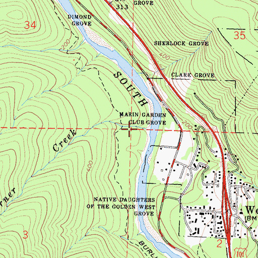 Topographic Map of Corner Creek, CA