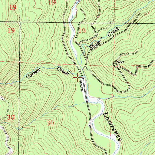 Topographic Map of Corner Creek, CA