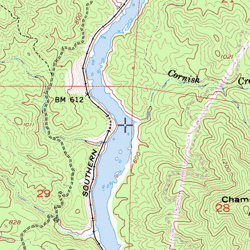 Topographic Map of Cornish Creek, CA