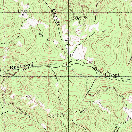 Topographic Map of Corral Creek, CA