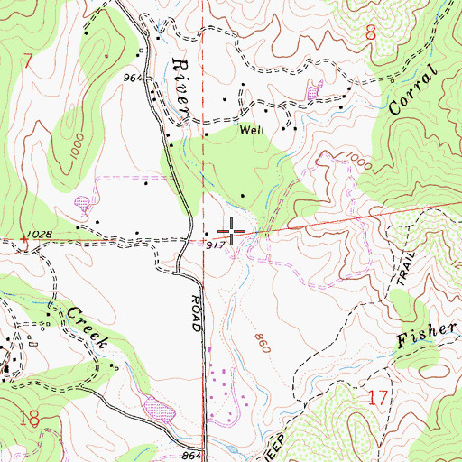 Topographic Map of Corral Creek, CA