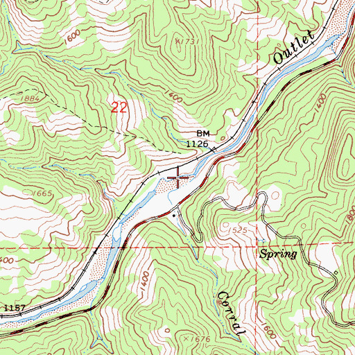 Topographic Map of Corral Creek, CA