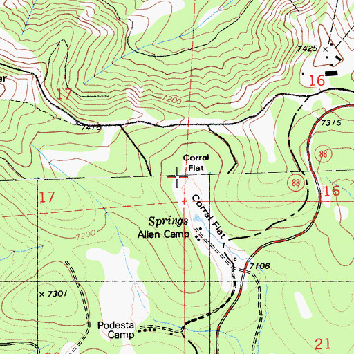 Topographic Map of Corral Flat, CA