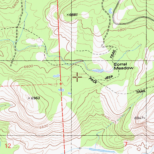 Topographic Map of Corral Meadow, CA