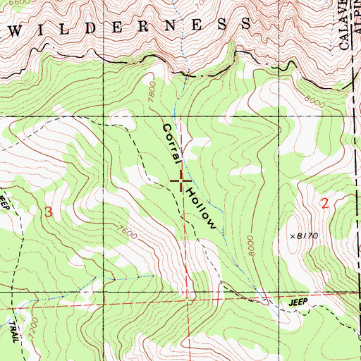 Topographic Map of Corral Meadow, CA
