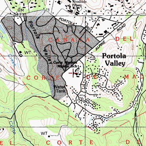 Topographic Map of Corte Madera Elementary School, CA