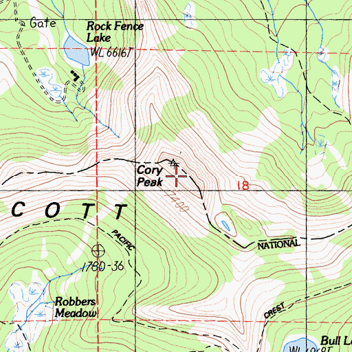 Topographic Map of Cory Peak, CA