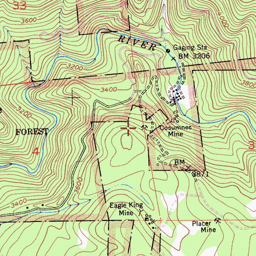 Topographic Map of Cosumnes Mine, CA