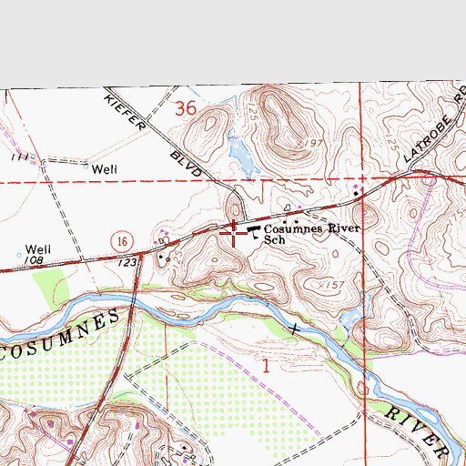 Topographic Map of Cosumnes River Elementary School, CA
