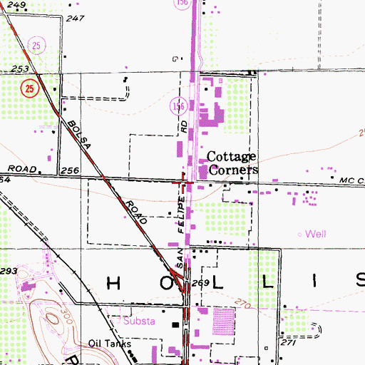 Topographic Map of Cottage Corners, CA