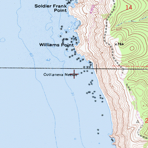 Topographic Map of Cottaneva Needle, CA