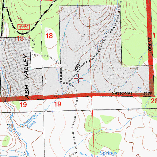 Topographic Map of Cottonwood Canyon, CA