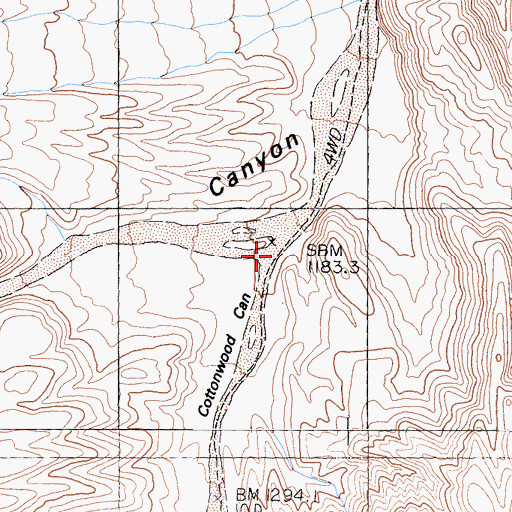 Topographic Map of Cottonwood Canyon, CA