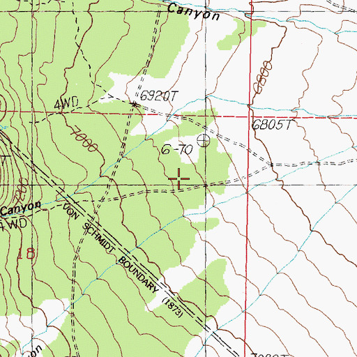 Topographic Map of Cottonwood Canyon, CA