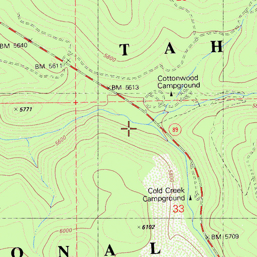 Topographic Map of Cottonwood Creek, CA