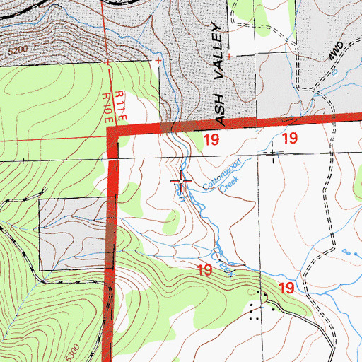 Topographic Map of Cottonwood Creek, CA