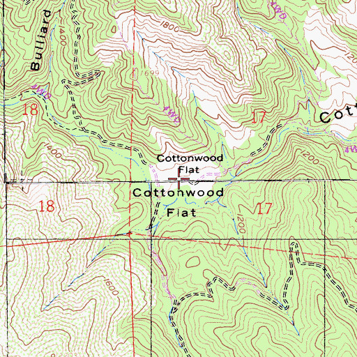 Topographic Map of Cottonwood Flat, CA