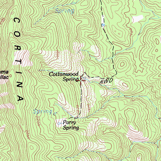 Topographic Map of Cottonwood Spring, CA