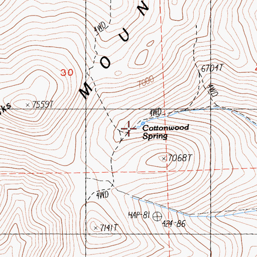 Topographic Map of Cottonwood Spring, CA