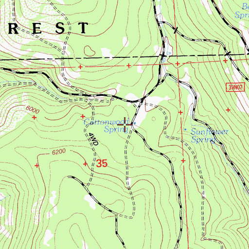 Topographic Map of Cottonwood Spring, CA