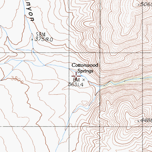Topographic Map of Cottonwood Springs, CA