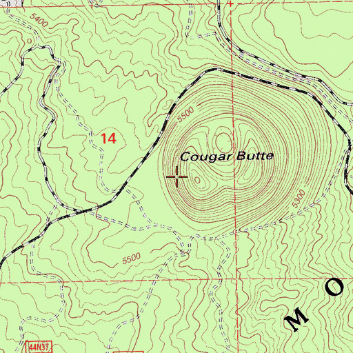 Topographic Map of Cougar Butte, CA