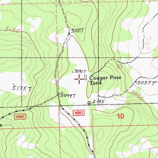 Topographic Map of Cougar Pass Tank, CA