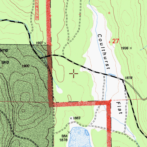 Topographic Map of Coulthurst Flat, CA