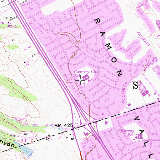 Topographic Map of Country Club Elementary School, CA