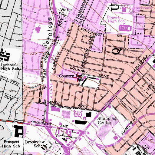 Topographic Map of Country Lane Elementary School, CA
