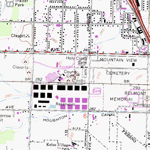 Topographic Map of Fresno County Cemetery, CA