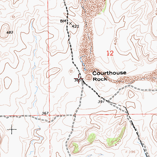 Topographic Map of Courthouse Rock, CA