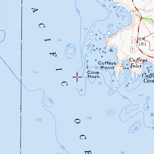 Topographic Map of Cove Rock, CA