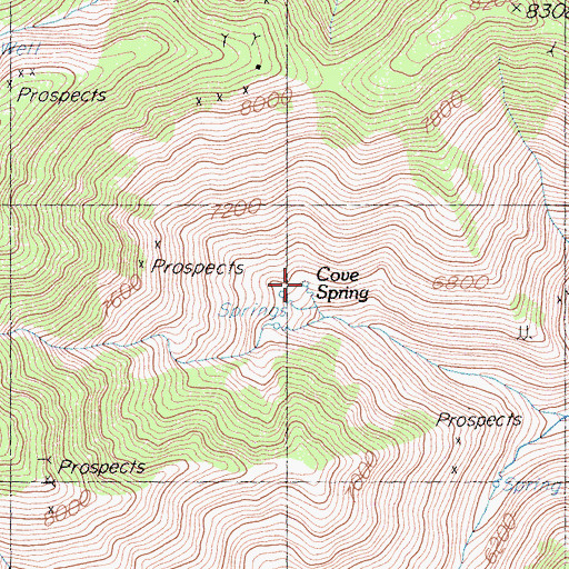 Topographic Map of Cove Spring, CA