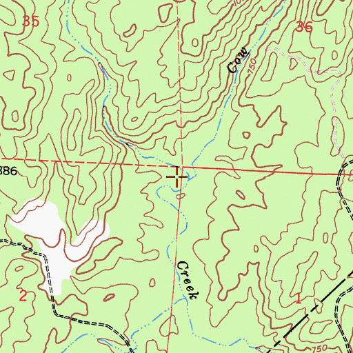 Topographic Map of Cow Creek, CA