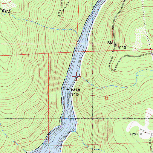 Topographic Map of Cow Creek, CA