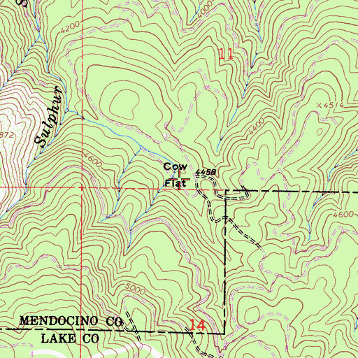 Topographic Map of Cow Flat, CA