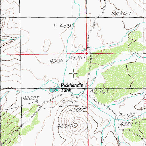 Topographic Map of Pickhandle Hills, AZ
