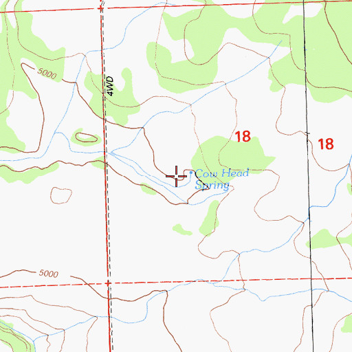 Topographic Map of Cow Head Spring, CA