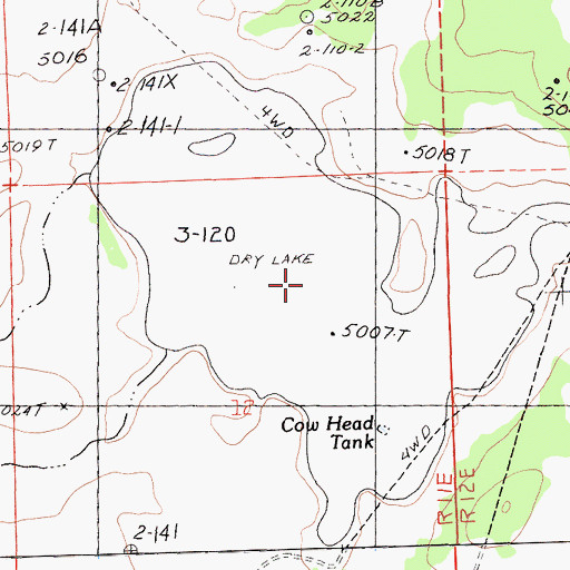 Topographic Map of Cow Head Tank, CA