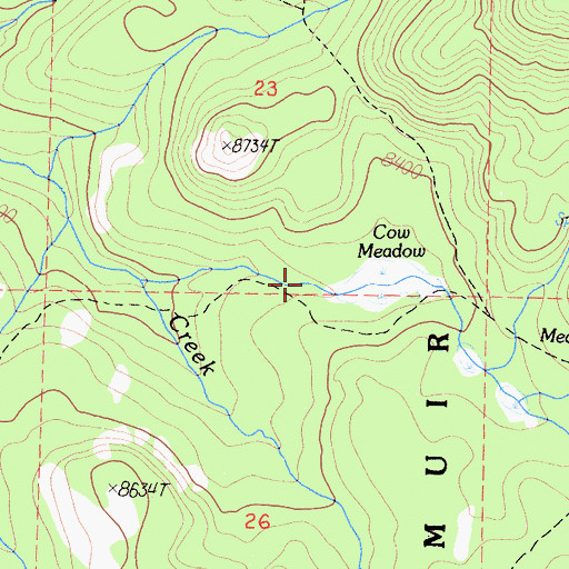 Topographic Map of Cow Meadow, CA