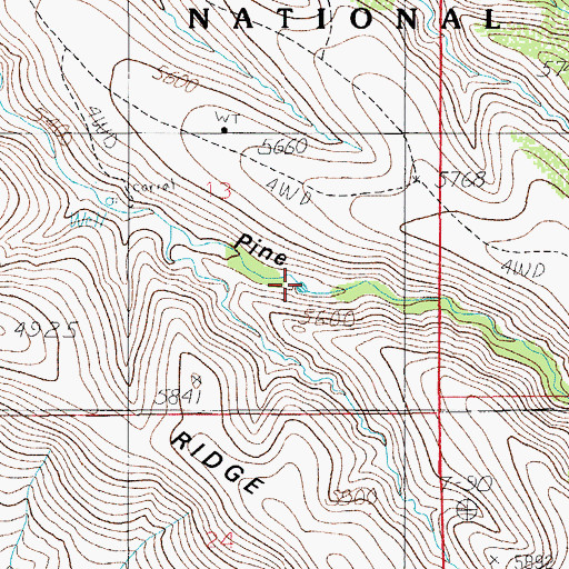 Topographic Map of Pine Canyon Tank, AZ